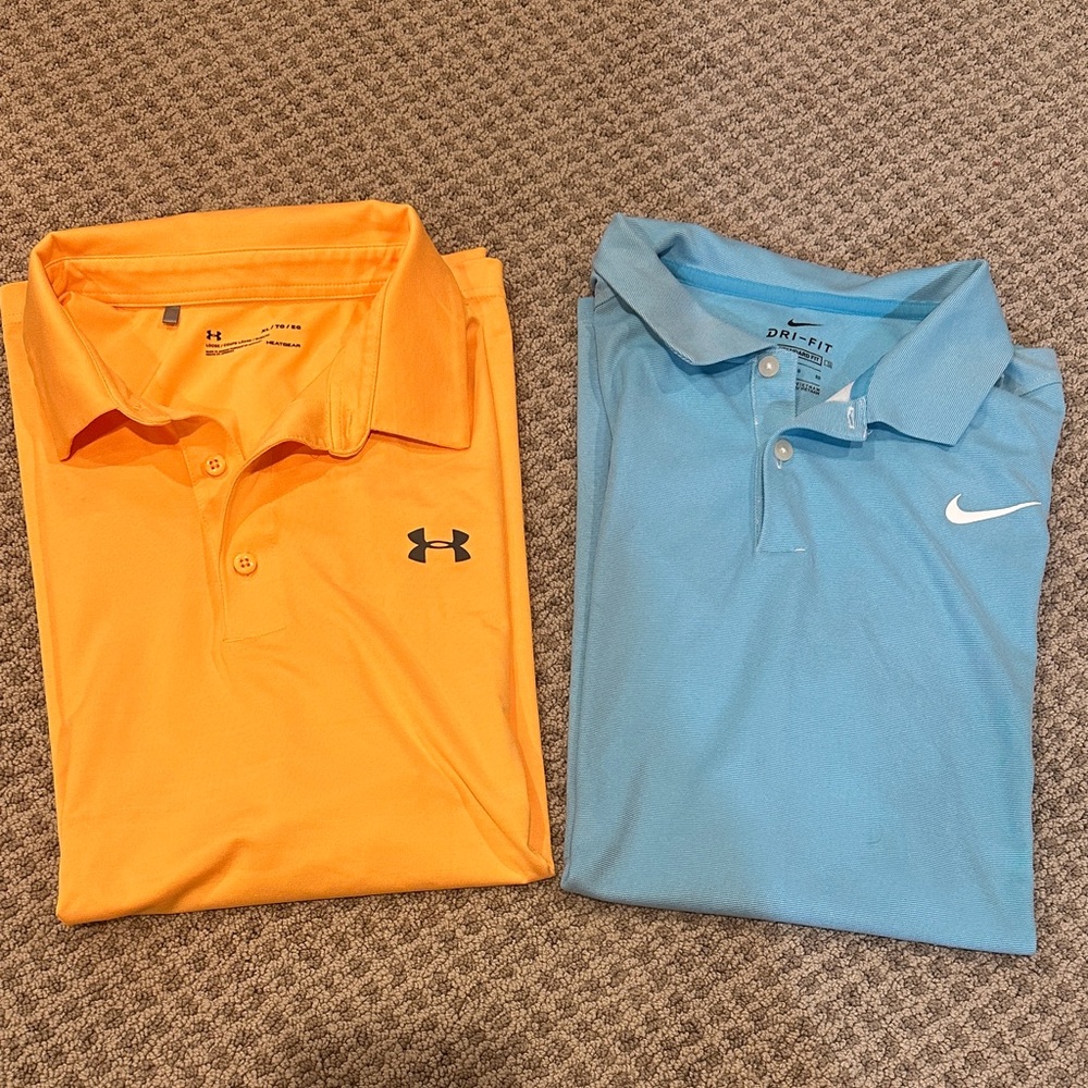 Under Armour Orange Polo and Nike Blue Polo